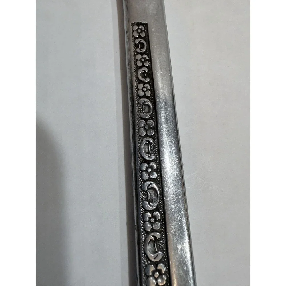 Stainless Steel Dinner Knife Floral Handle Silver Marked Stainless Japan